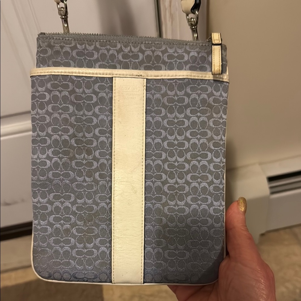 Blue and Cream Coach Vintage Crossbody Bag